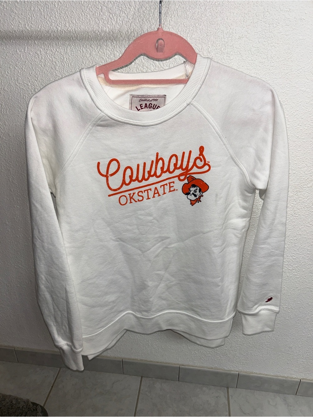 "Cowboys OKState" White Crewneck Sweater